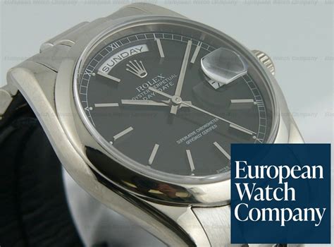 Rolex President White Gold Black Stick Dial